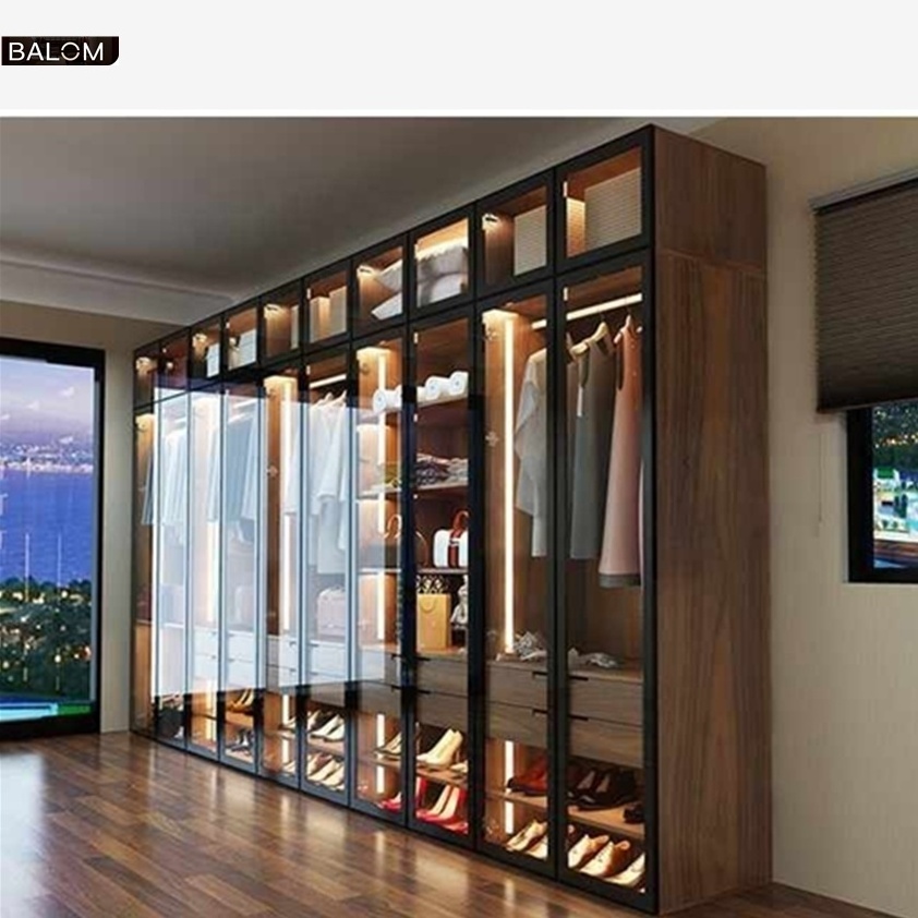 BALOM Factory Direct Supplier Durable Modern Design Closet Glass Door Wardrobe