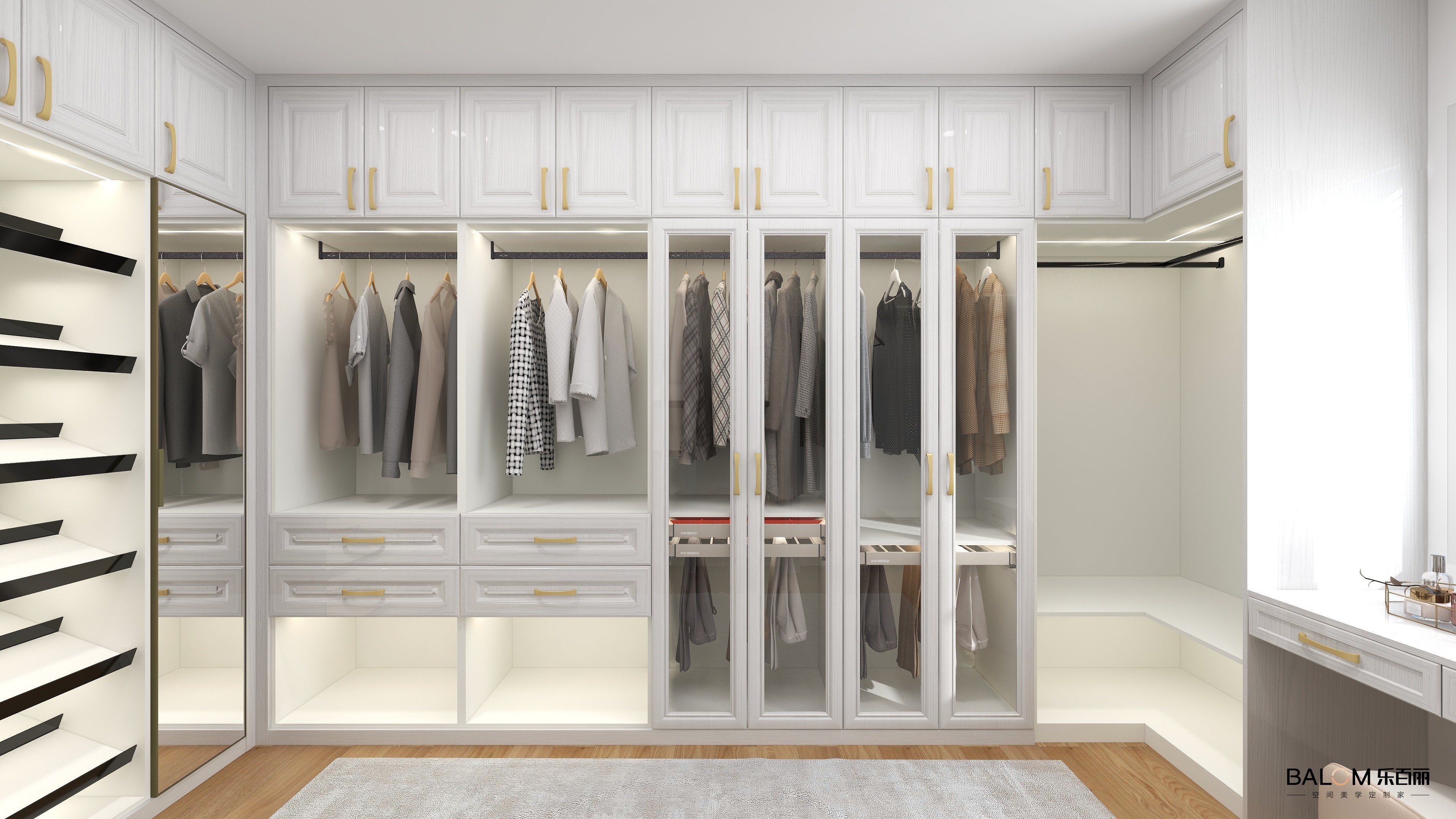 Simple Clothes Wardrobe For Bedroom Dressing Room Walk-in White Closets OEM Design Luxury Functional Hardware closet