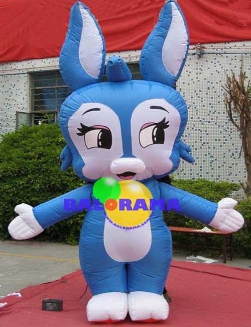 inflatable mascot costume blue rabbit