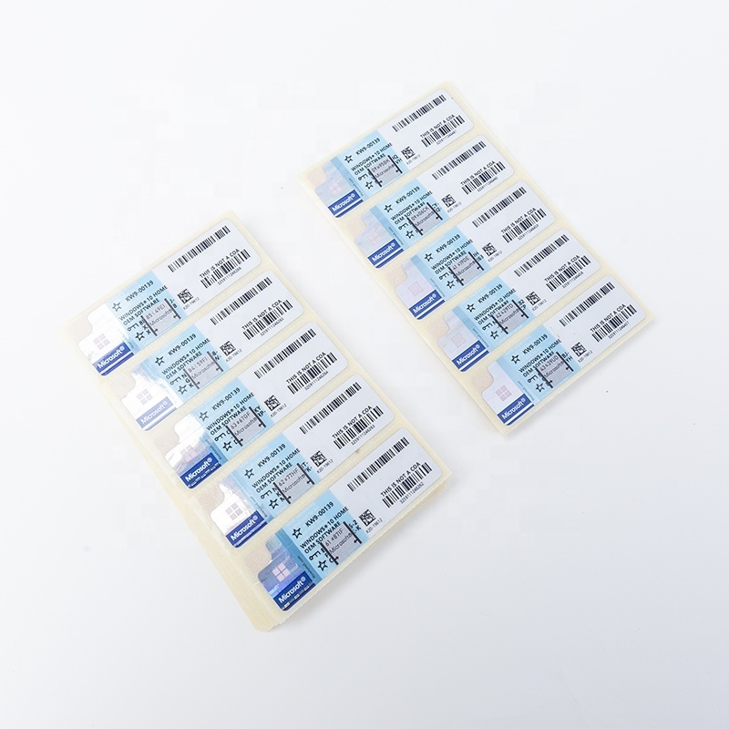 Windows 10 Home OEM Coa Sticker Global Online Activation(1 Pack= 10 Pcs) Supported Lifetime Warranty Windows 10 Home key