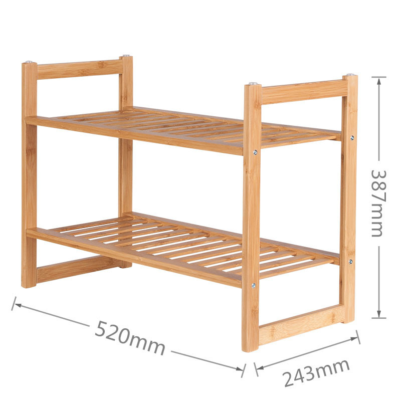 BAMBKIN 2-Tier Shoe Rack,Bamboo Stackable Shoe shelf Storage Organizer For EntrywayHallway and Closet Shoe Rack