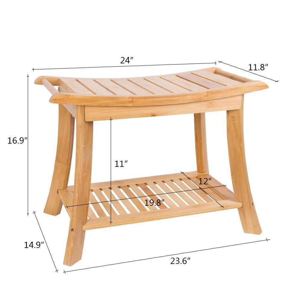 BAMBKIN rack bathroom natural storage stool bathroom spa shower seat chair stool bamboo bench bamboo furniture