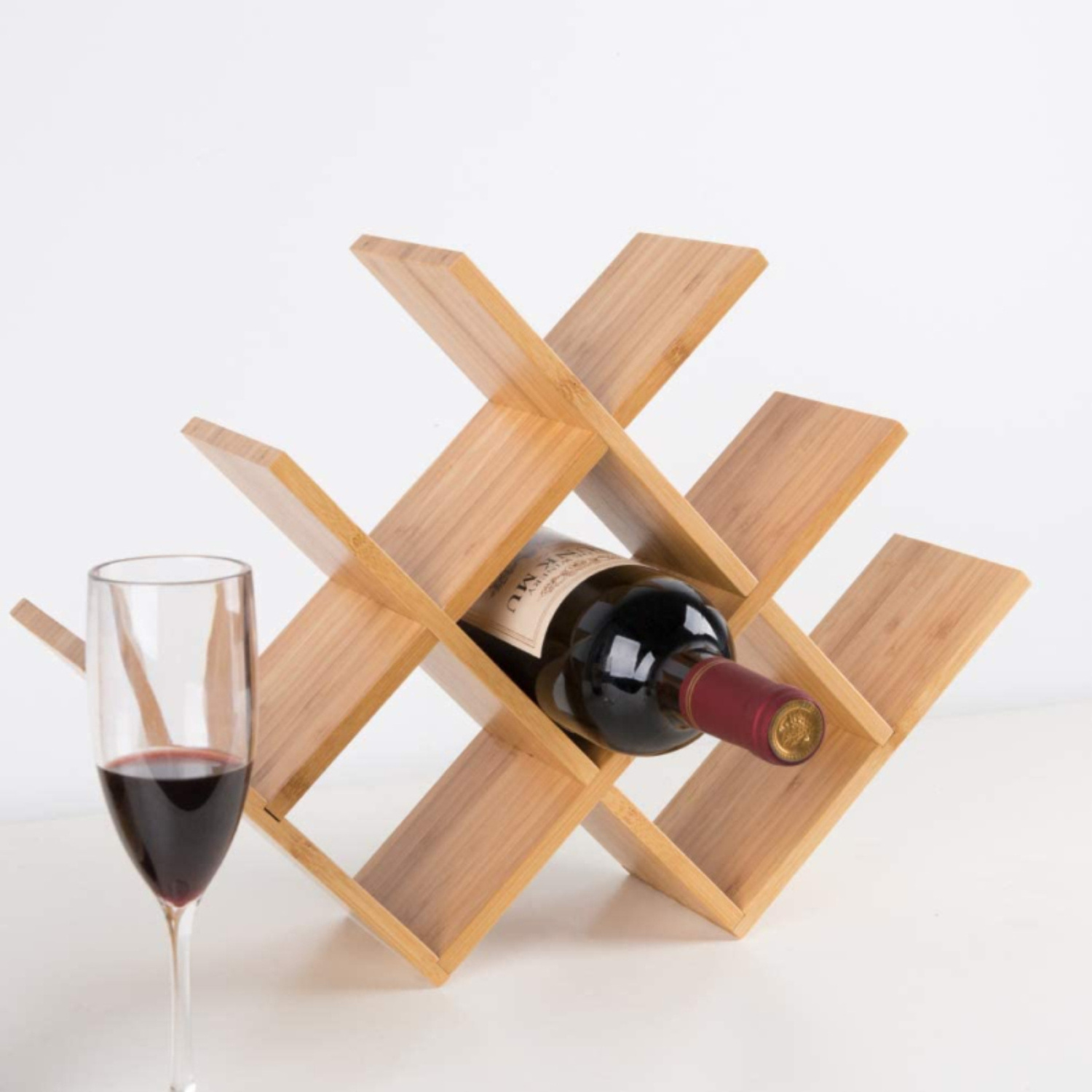 BAMBKIN 2021 new style  Eco Friendly Modern Design Storage And Apartment Furniture  For Kitchen Display Rack Bamboo Wine Rack