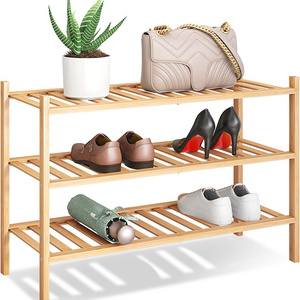 New Arrival Bamboo Wooden Foldable Shoe Rack Storage Organizer Cabinet 3 4 Tier Folding Design Display For Closet Living Room