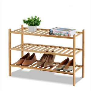 Fashionable Customized Portable 3 Tier Bamboo Wooden Shoe Rack