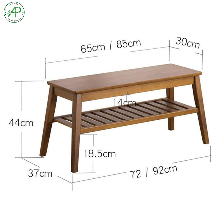 Simple Style Bamboo Shoe Bench with Storage Shelf for Entryway