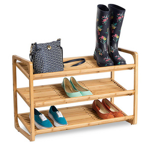 Modern Design Customized Bamboo 3-Tier Shoe Shelf for Entryway