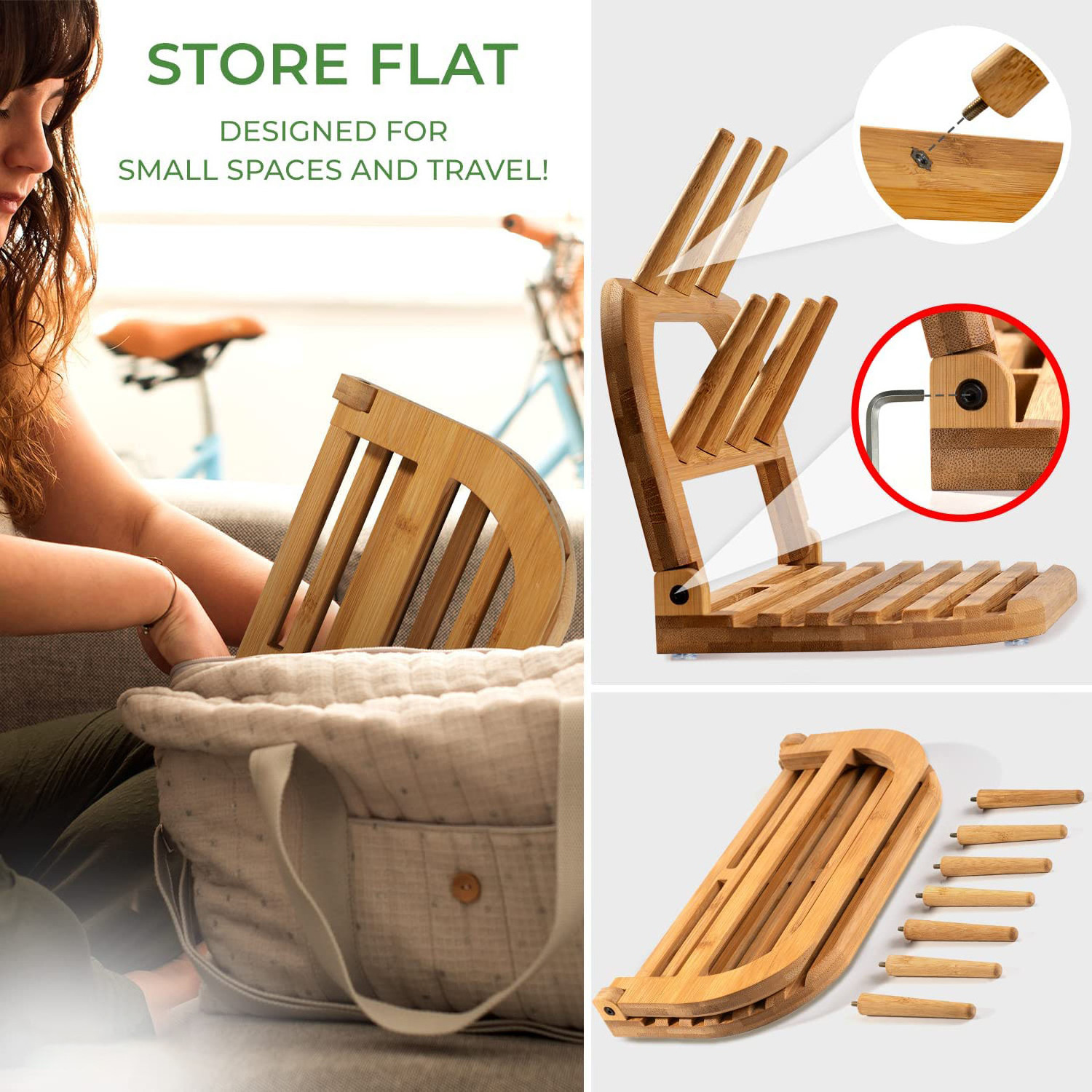 Bamboo Expandable Baby Bottle Dish Dryer rack, folding dish rack Baby Bottle Holder Dryer Rack