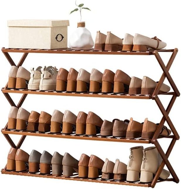 4 Tier Shoe Rack for Entryway Multifunctional Free Standing Shoe Shelf Storage Organizer for Home