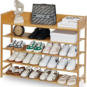 Bamboo Shoe Rack Organizer 5 Tier Shoe shelf Storage Organizer For Entryway  Hallway and Closet