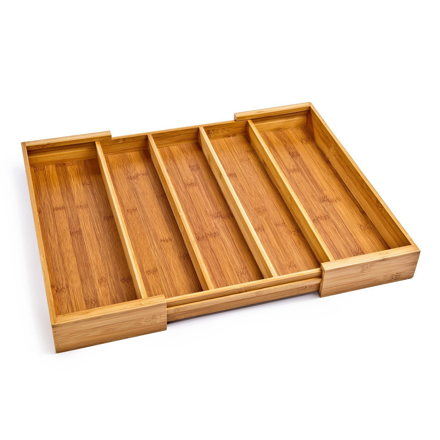 Natural Bamboo Expandable Kitchen Drawer Organizer and Utensil Organizer