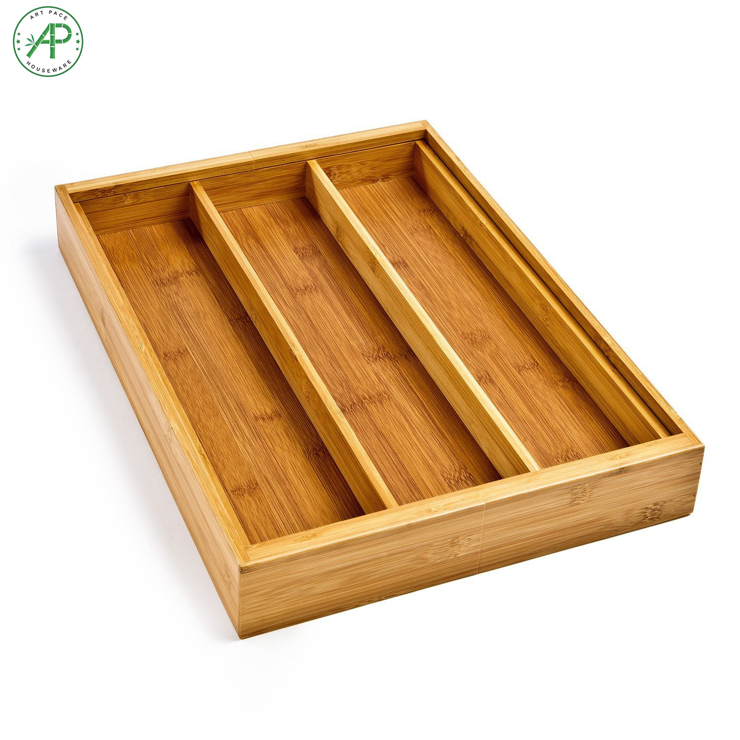 Natural Bamboo Expandable Kitchen Drawer Organizer and Utensil Organizer