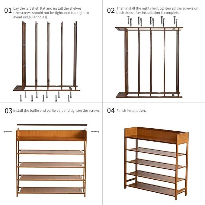 Bamboo Shoe Rack Organizer 5 Tier Shoe shelf Storage Organizer For Entryway  Hallway and Closet