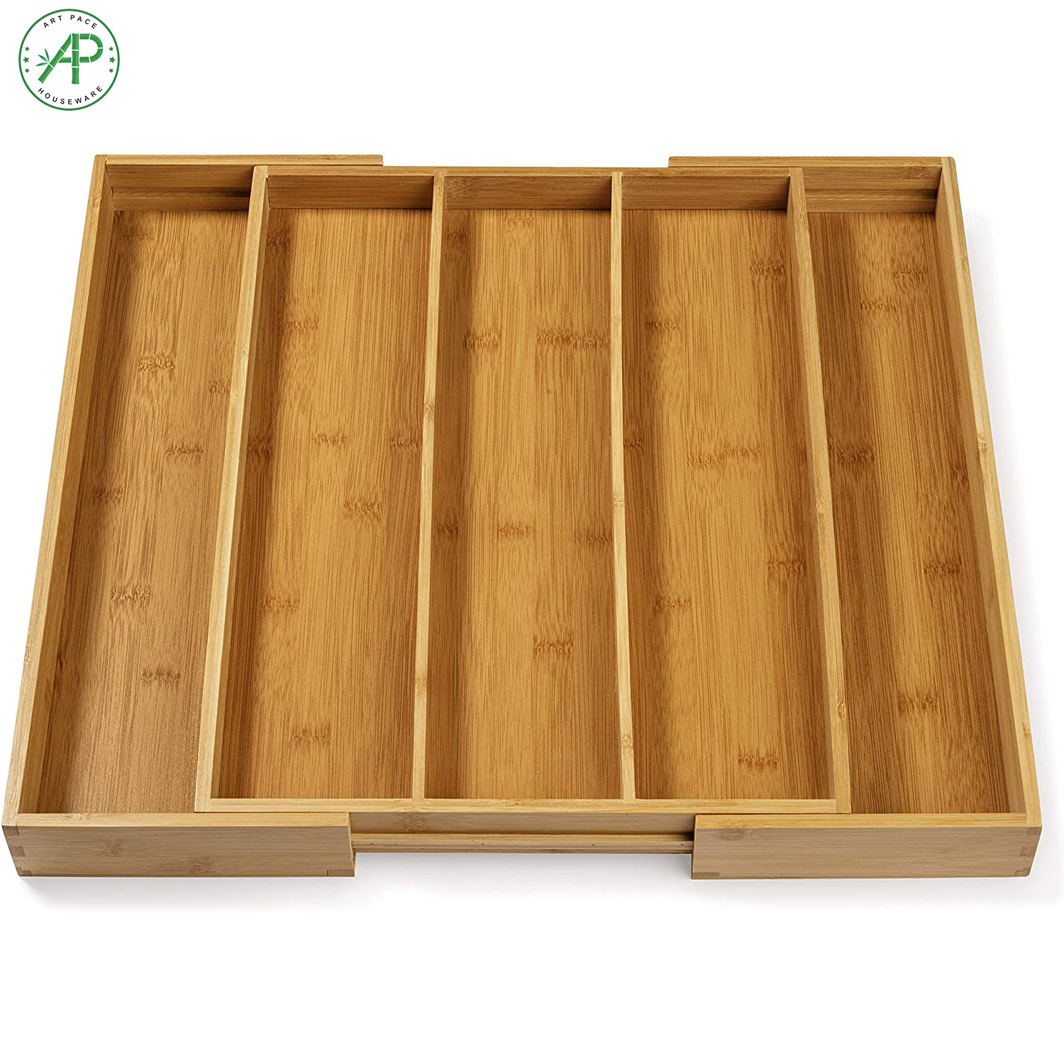 Natural Bamboo Expandable Kitchen Drawer Organizer and Utensil Organizer