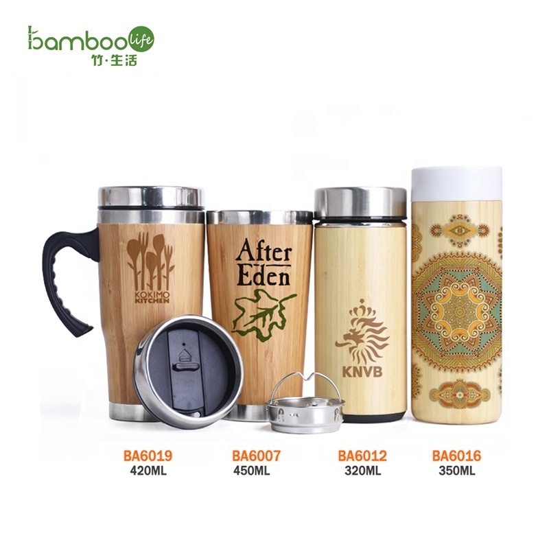 New design wholesale  bamboo tumbler travel mug reusable tea cup with bamboo coffee cup