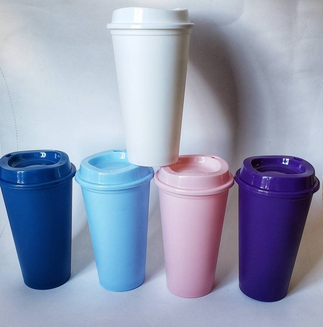 Hot Sale Reusable 16oz/24oz Recyclable Plastic Coffee Cups  Togo Drinking Grande 16 OZ Plastic Travel Cold Coffee Cups