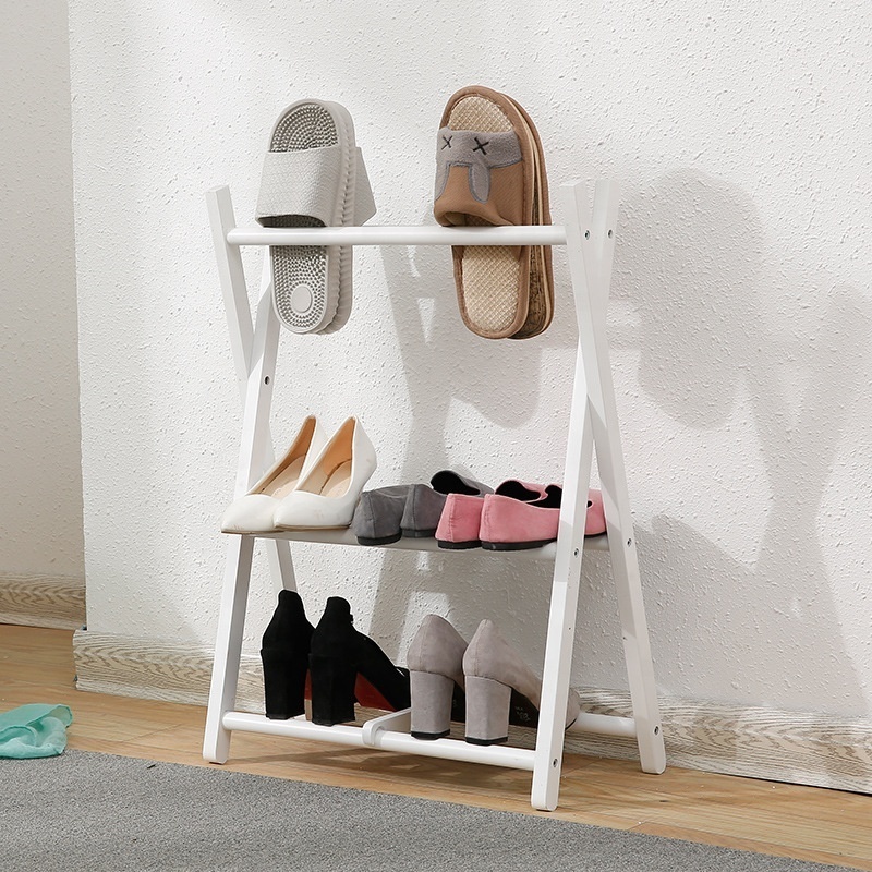 X-style solid wood multi-layer simple modern door simple slippers rack folding wooden shoe racks