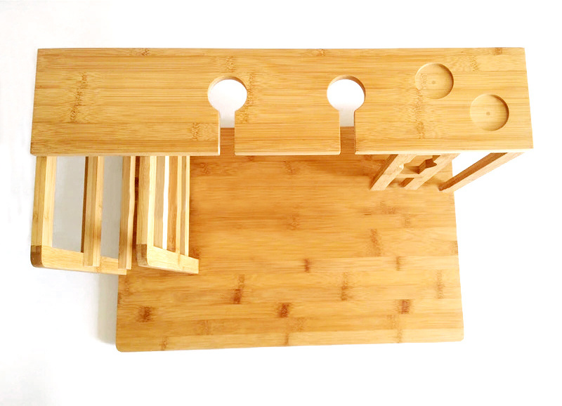 Bamboo wooden Wine Rack and Cheese Display Board with Wine Caddy,  Wine Bottle and Glass Holder