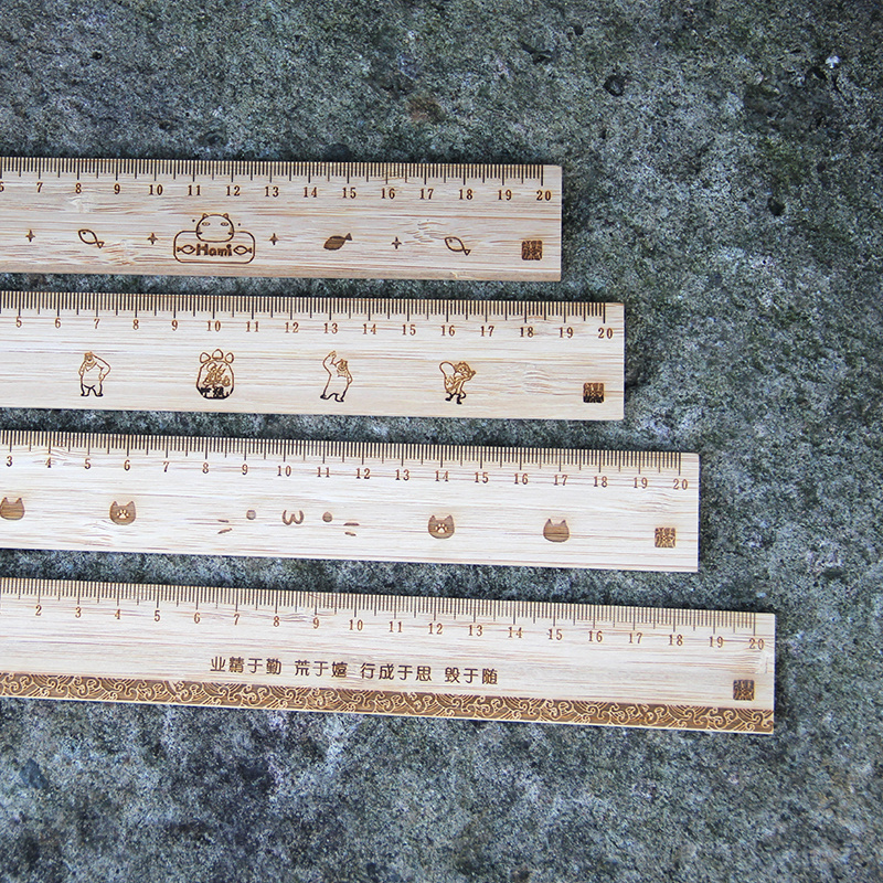 laser engraved wooden bamboo ruler