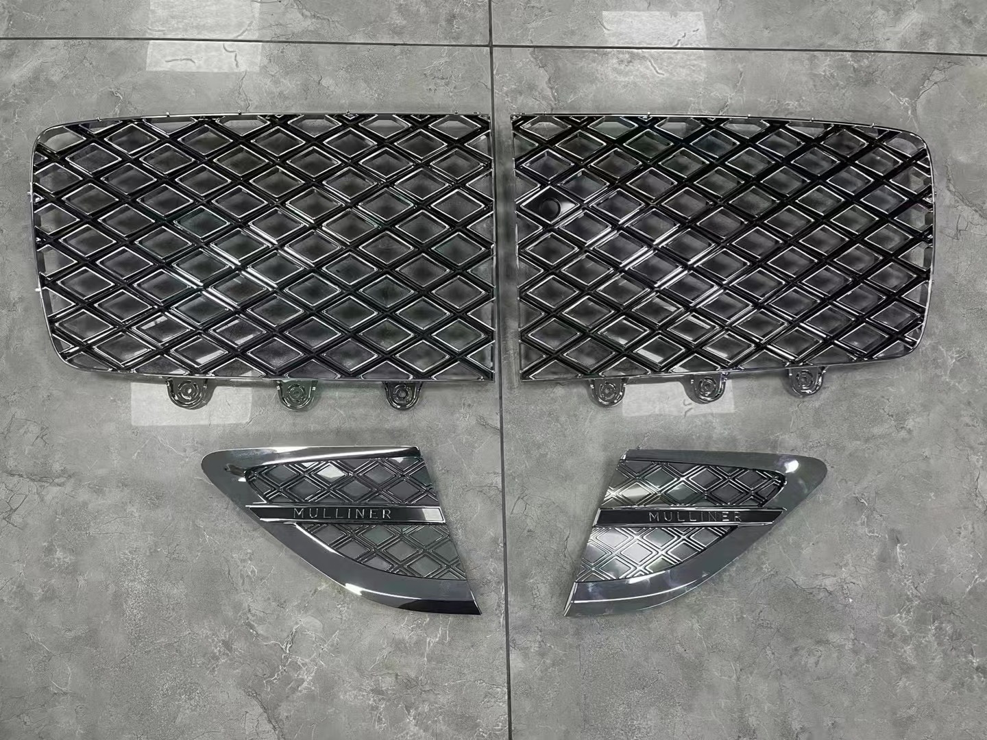 Car Front Bumper Under Grille Plated Silver For Bentley New Flying Spur 2020-2024 Electroplated Grill