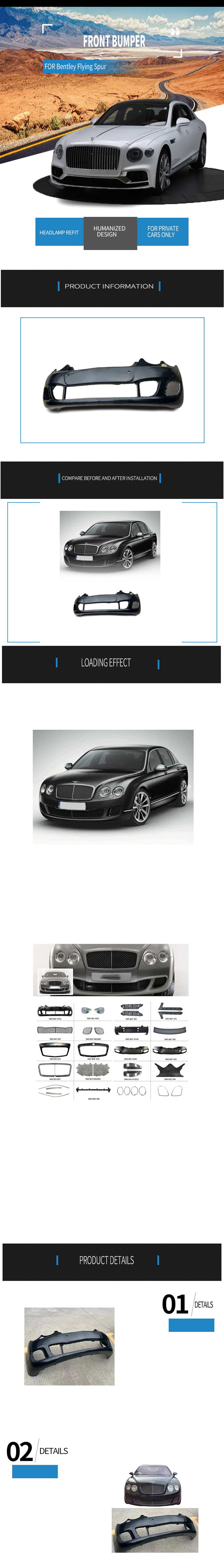 Universal Front Bumper Scrape Guard 3W5807217AC For Bentley Continental  Flying  Spur 2009 2010 2011 2012 2013