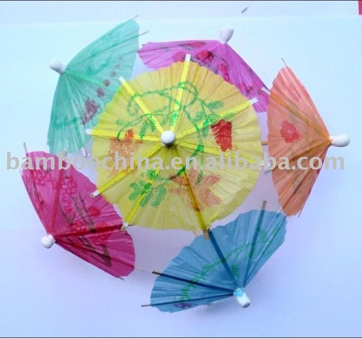 Bambus Custom Small Stick Party Decoration Green Food Healthy Flag Custom Cocktail Umbrella Pick