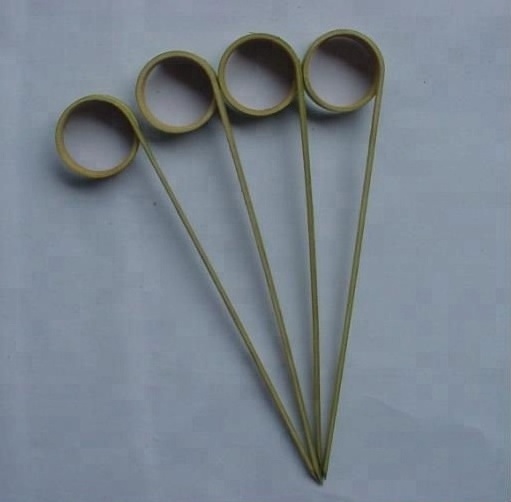 Bamboo Looped Picks Finger Ring Cocktail Fruit Twist Skewer