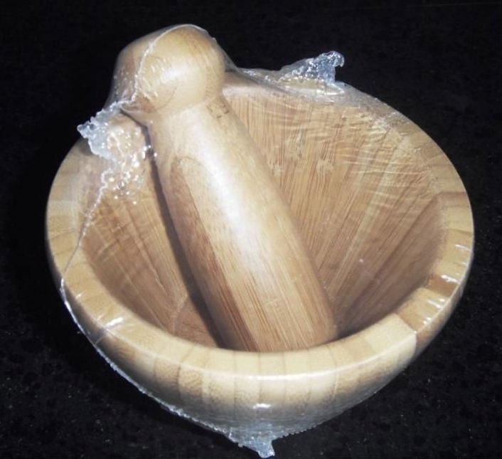 Supplement Grinding Bowl Bamboo Wooden Food Mortar and Pestle