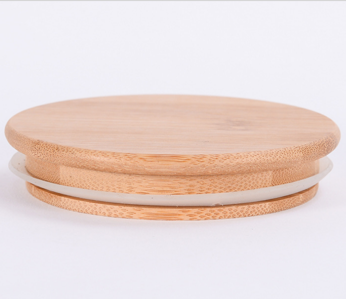 Factory Direct Sales Glass Jar Bamboo Lid With Rubber Ring Drinking Cup Covers Reusable Seal Ring for Glass