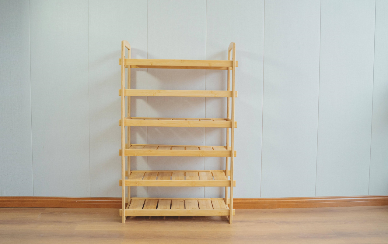 Bamboo 6 Tier Storage Organizer Simple Stackable Shoe Rack Shelf for Hallway Entryway Closet Bedroom