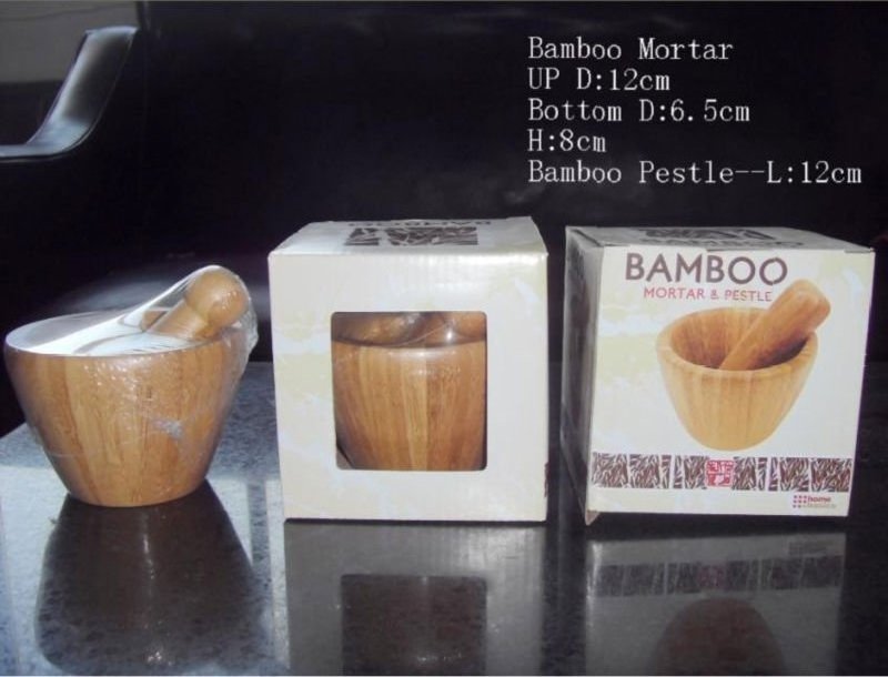 Supplement Grinding Bowl Bamboo Wooden Food Mortar and Pestle