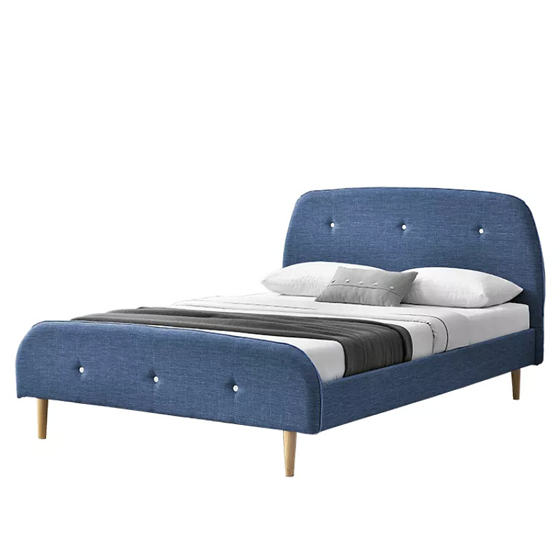 Modern design Wood Platform Queen King Size Double Fabric Bed Frame with Headboard and Footboard