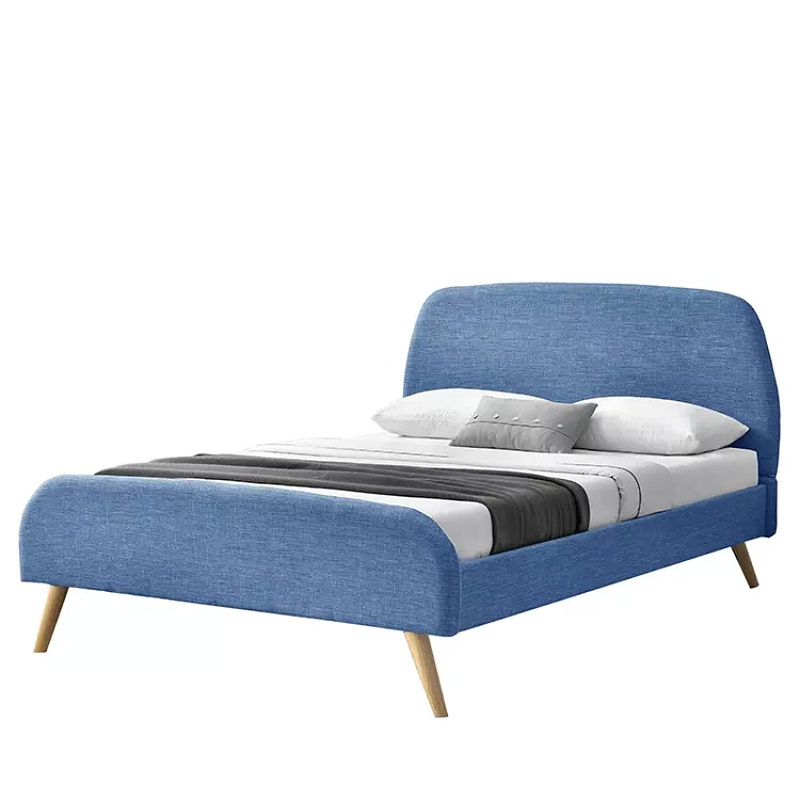 Modern design Wood Platform Queen King Size Double Fabric Bed Frame with Headboard and Footboard