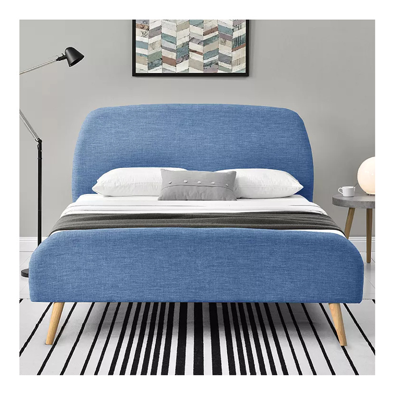 Modern design Wood Platform Queen King Size Double Fabric Bed Frame with Headboard and Footboard