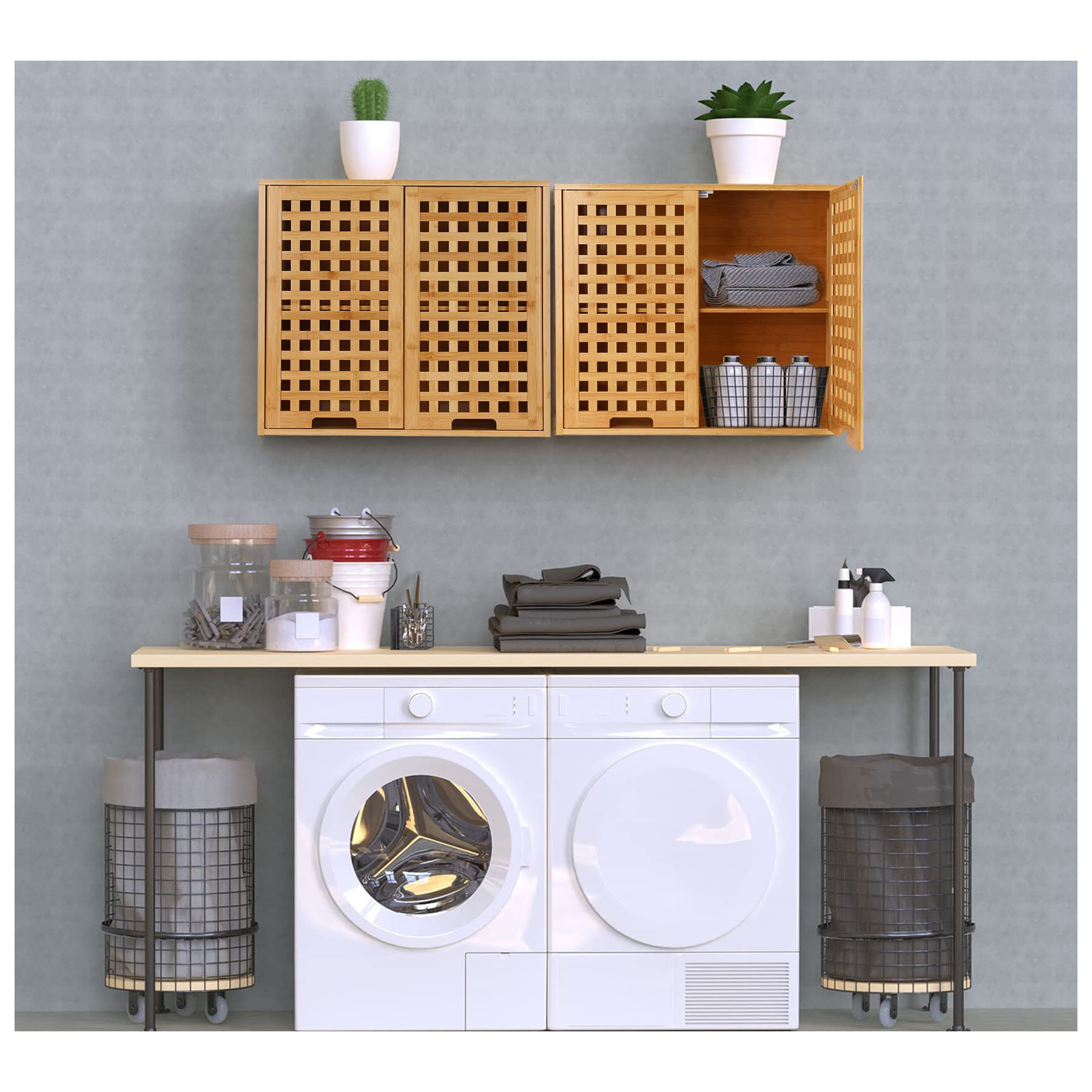 Medicine Cabinet Bathroom Wall Cabinet with Wall Mounted OrganizerOver The Toilet Storage Bamboo Medicine Cabinets