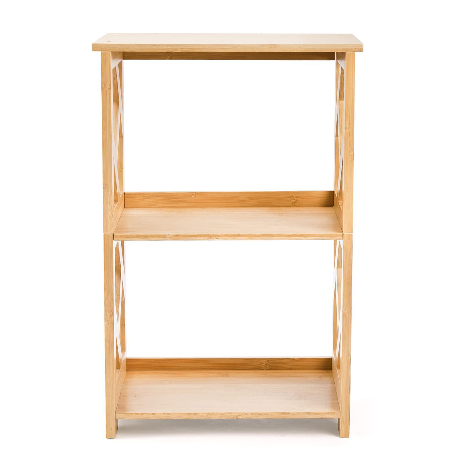 3-Tier Bamboo Table Side Table Bedside Nightstand 2 Shelf Small Bookshelf Bookcase Multifunctional Display Rack Storage Stand