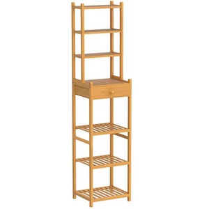 Multifunction Storage Rack Bamboo Bathroom Storage Shelf 7-Tier Corner Rack Detachable Narrow Shelf