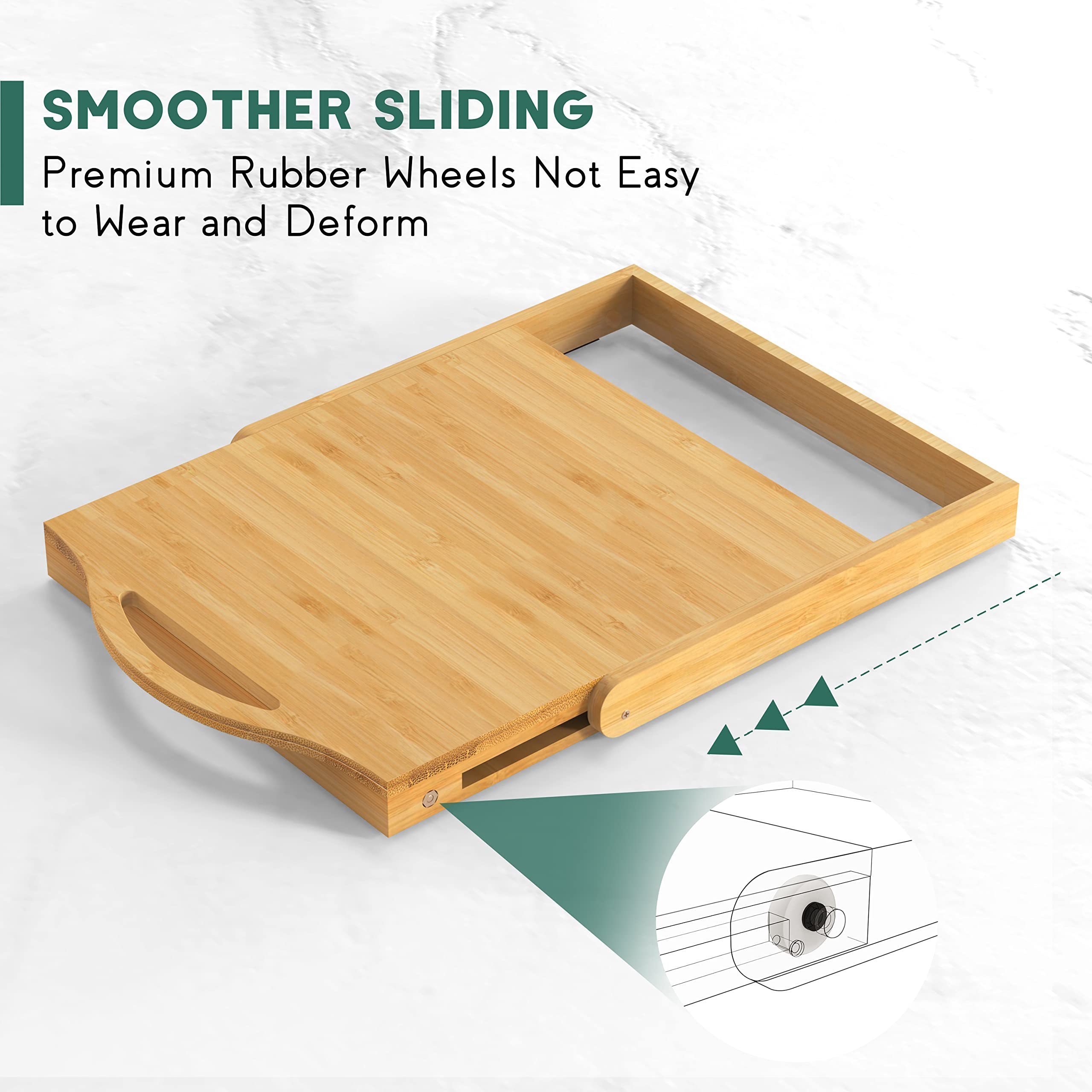 Bamboo Kitchen Appliance Slider, Multipurpose Sliding Tray for Coffee Maker, Under Cabinet Appliance Sliding Rolling Tray Counte