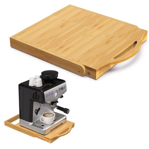 Bamboo Kitchen Appliance Slider, Multipurpose Sliding Tray for Coffee Maker, Under Cabinet Appliance Sliding Rolling Tray Counte