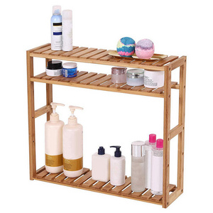 Bamboo Bathroom Shelf Adjustable Layer Rack Wall Mounted Utility Storage Organizer