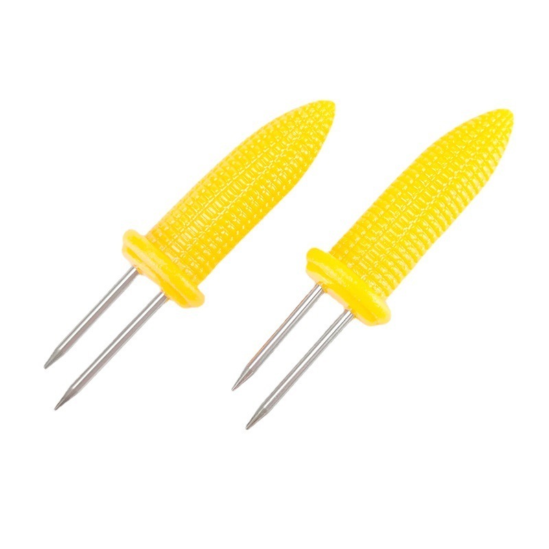 BBQ Outdoor Campfire Accessories Metal Corn Holders Cooking Fork Stainless Steel Corn Cob Skewers