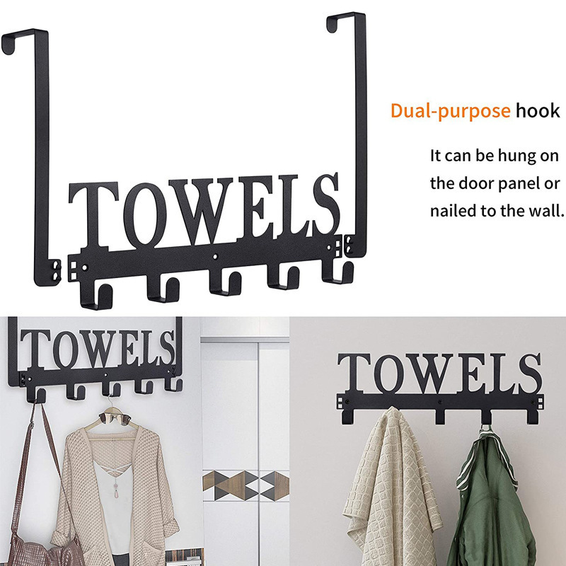 Over the Door Hooks Towel Holder for Bathroom Door Mount Towel Rack Hooks for Bedroom Kitchen Pool Beach Towels Sandblasted