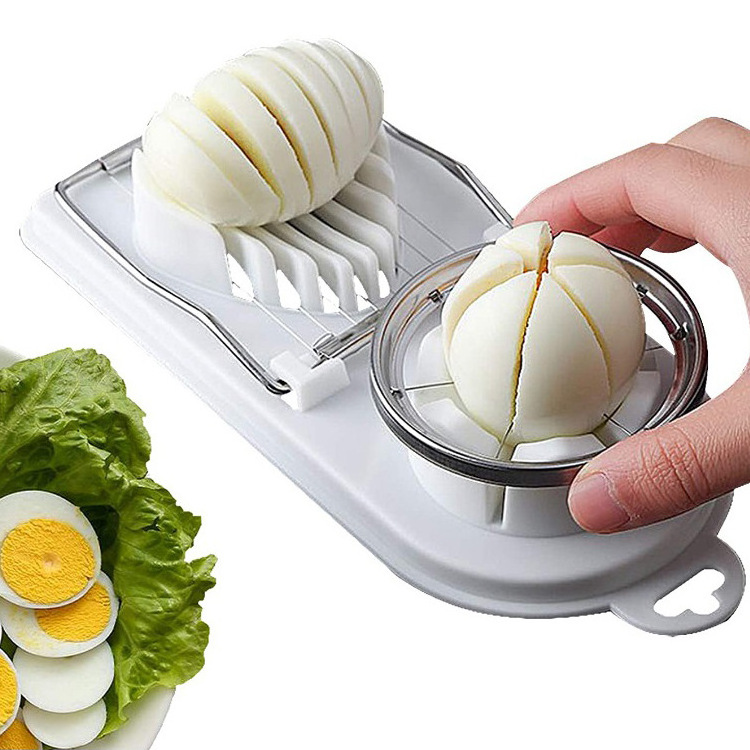 2 in 1 Stainless Steel Strawberries Slicer Cutter Kitchen Cutter Wire Egg Slicer with Stainless Steel Wire for Hard Boiled Eggs