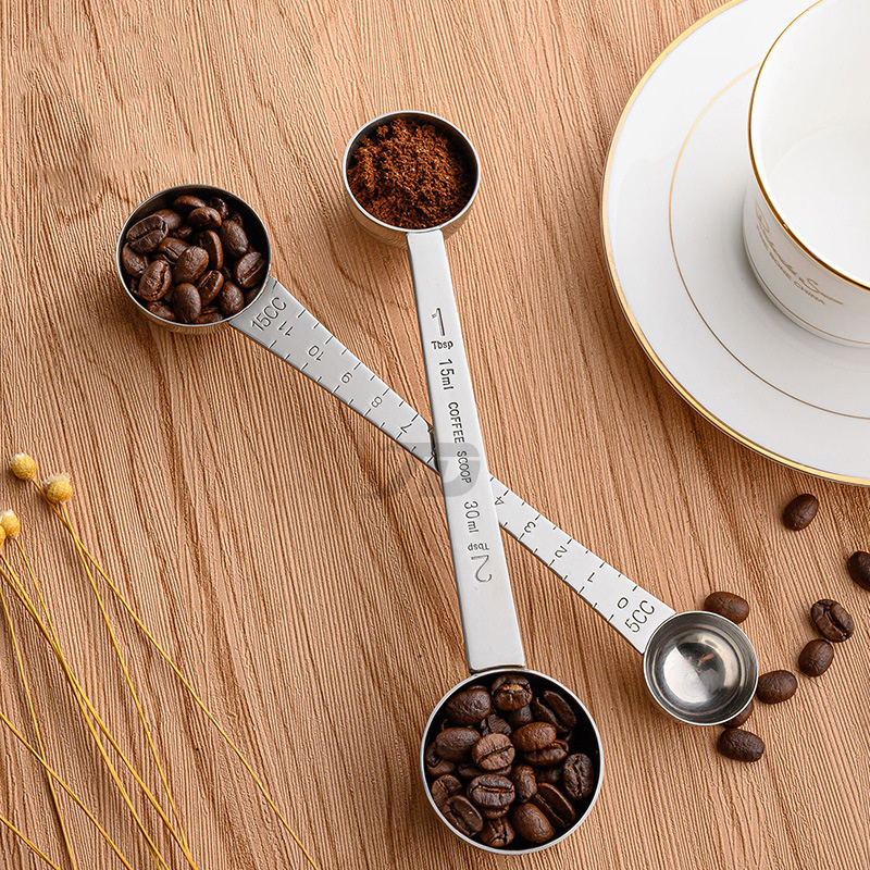 Stainless Steel Double Sided Measuring Spoon Teaspoon and Tablespoon coffee spoon for kitchen