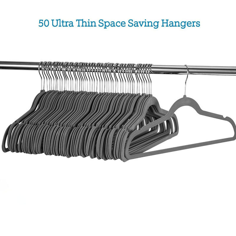 High-grade velvet hangers non-slip and durable space-saving closet hangers with 360-degree chrome-plated swivel hooks