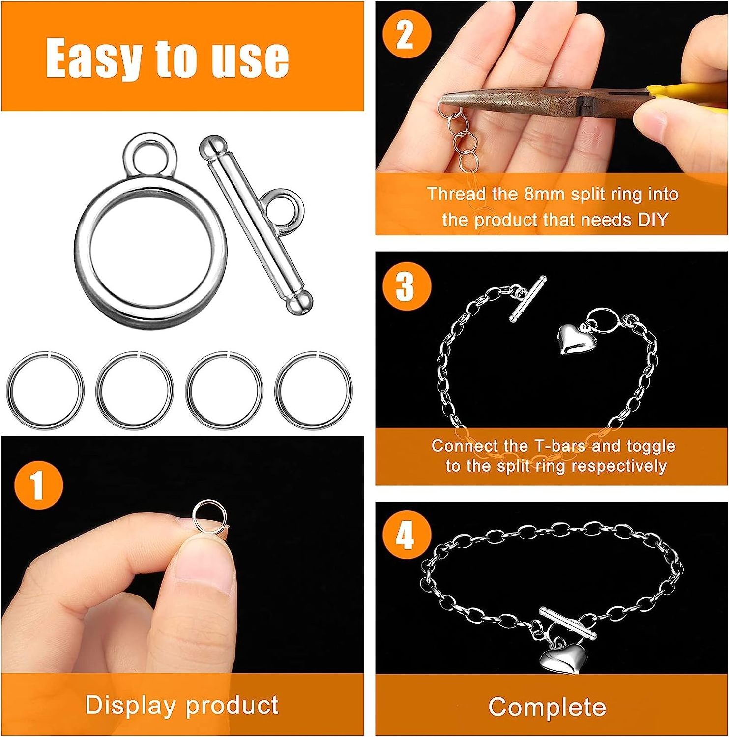 Toggle Clasp For Jewelry Making Kit Jewelry Clasp Beads for Bracelets Making Necklace Stainless Steel Necklace Bracelet Connect