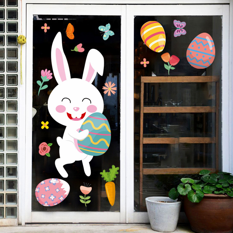 Happy Easter Window Clings Double Sided Reusable Egg Window Clings for Easter Decorations Window Clings Decals Decor