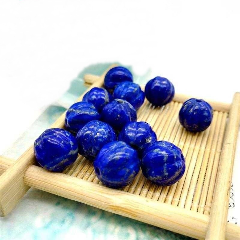 Lapis Lazuli Carved Pumpkin Beads Natural Gemstone Melon Rondelle Shape Beads Lapis Lazuli Spacer Loose Beads DIY Accessories