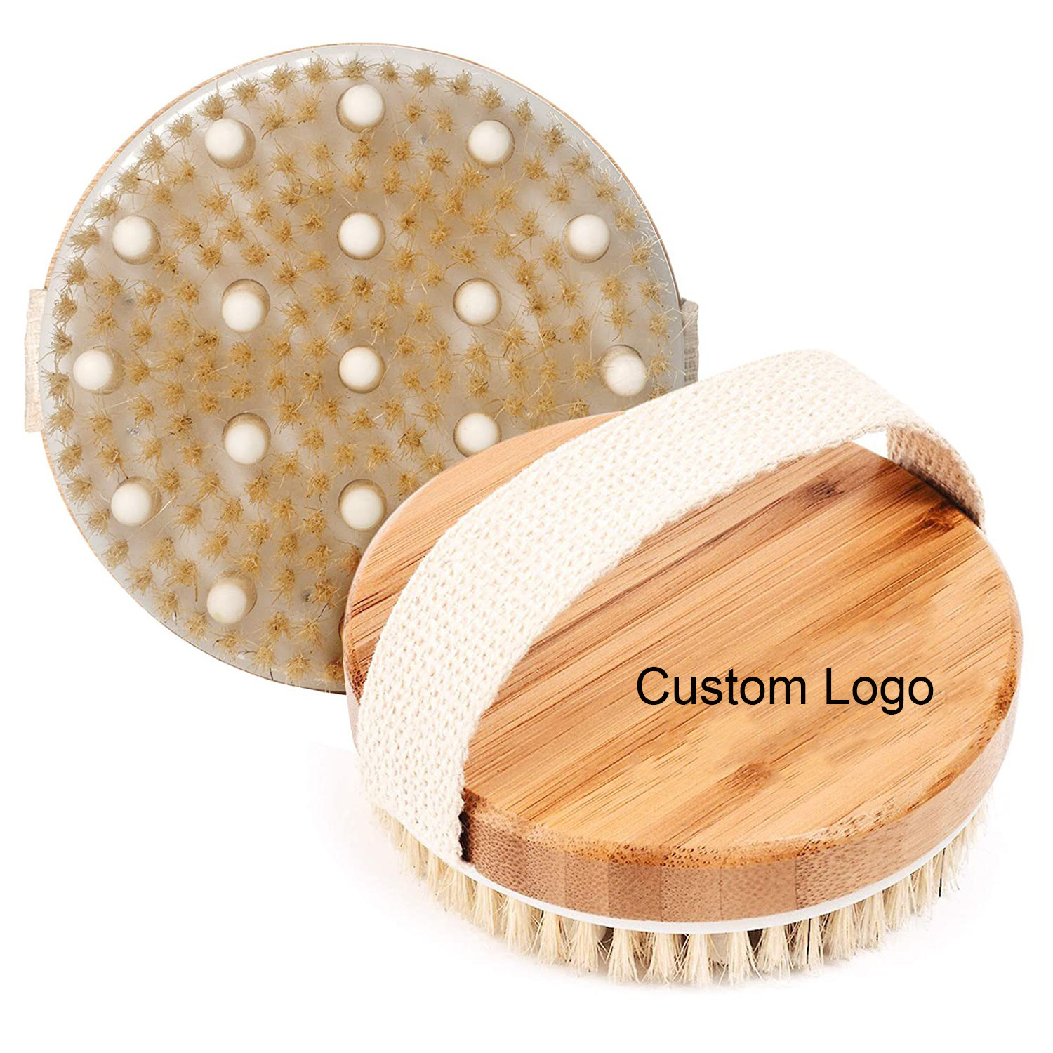 Dry body brush for beautiful skin bamboo wood frame boar hair exfoliating brush soft SPA brush bath massager