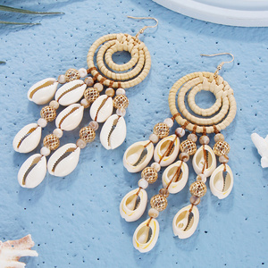 Bohemian Beach Vacation Style Shells Beaded Pendant Earrings Multi Kinds Starfish Summer Ear Jewelry Gifts for Women Girls